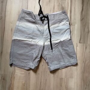 Lost Men’s Gray and White Stripe Board Shorts